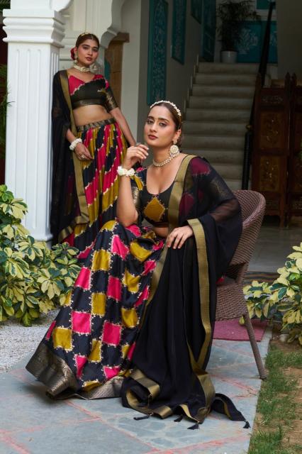 Artriddhs DolaJecard silk Black Surat wedding lehenga choli wholesale